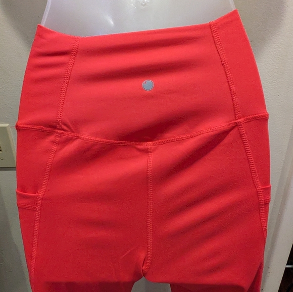 yogaliciuos Lux High-Waisted Coral Leggings Size Small - Picture 5 of 7